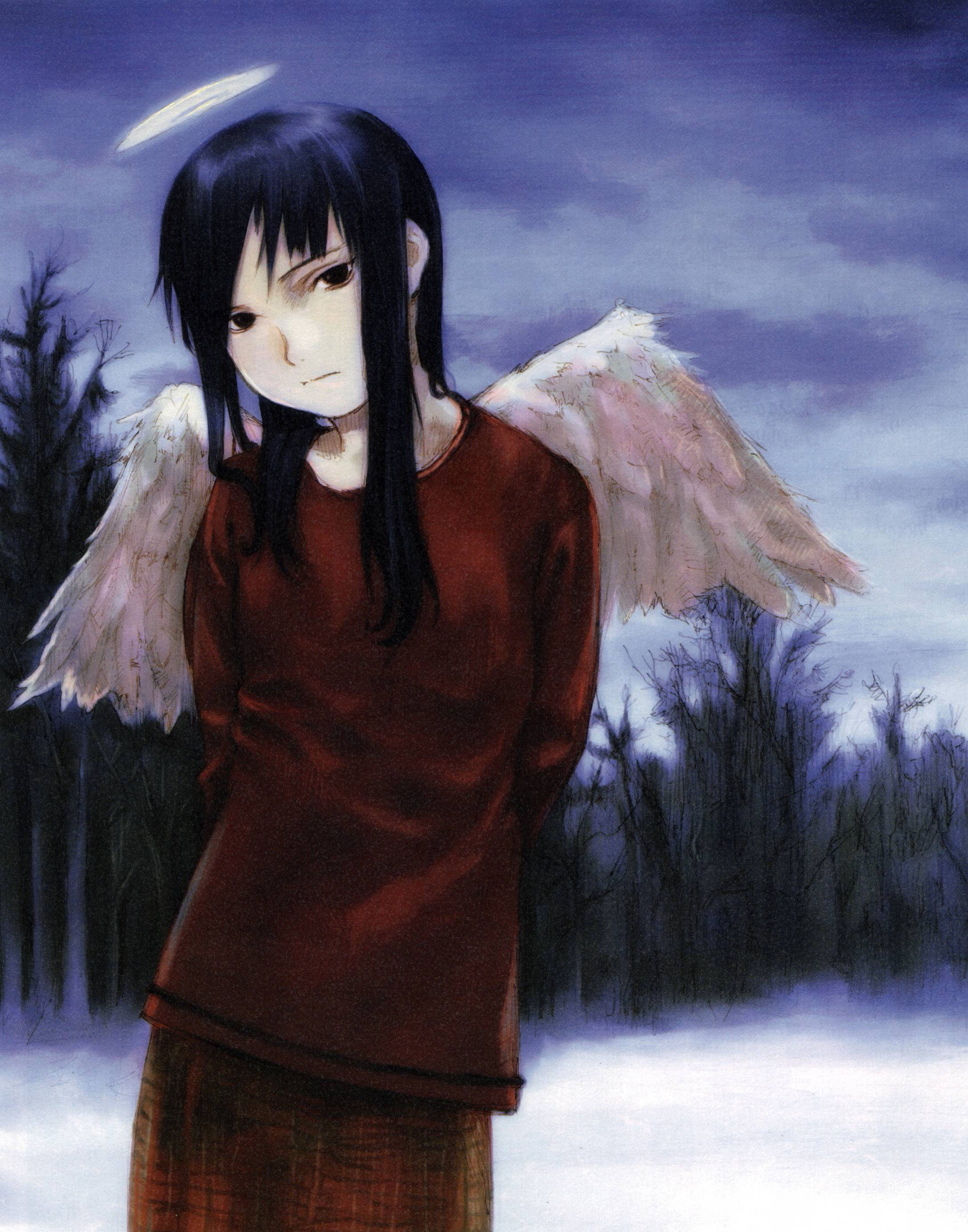 Фото Реки / Reki из аниме Альянс серокрылых / Haibane Renmei в зимнюю ночь