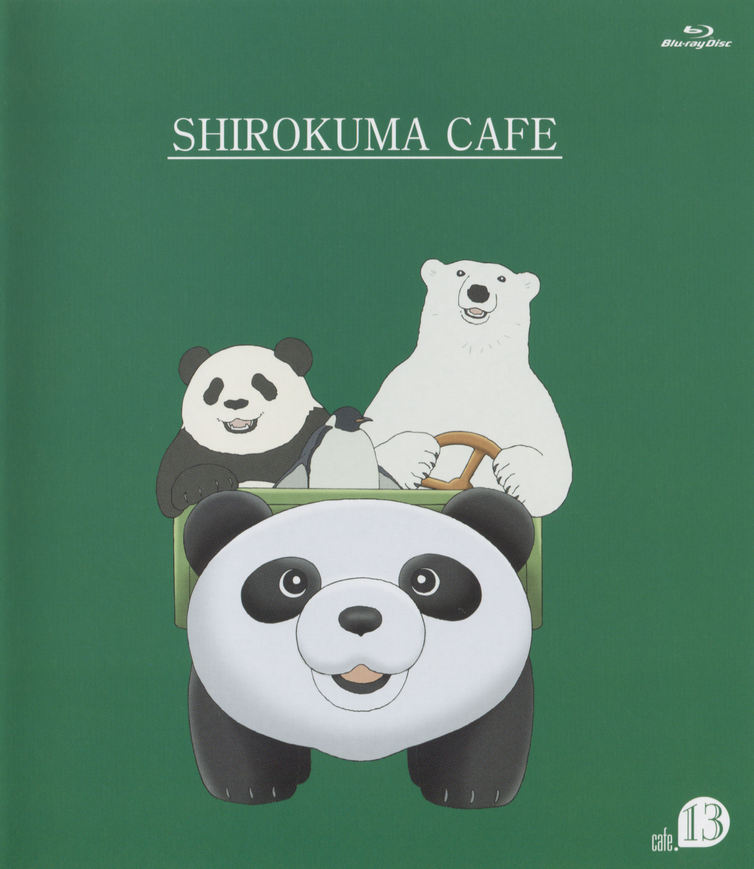 Фото Панда, пингвин и медведь едут на машине в виде панды. Аниме Кафе у  белого медведя / Shirokuma Cafe