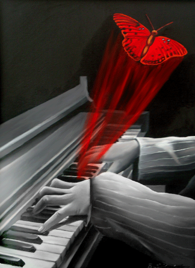 Фото Бабочка, вылетевшая от игры на пианино, ву Brita Seifert