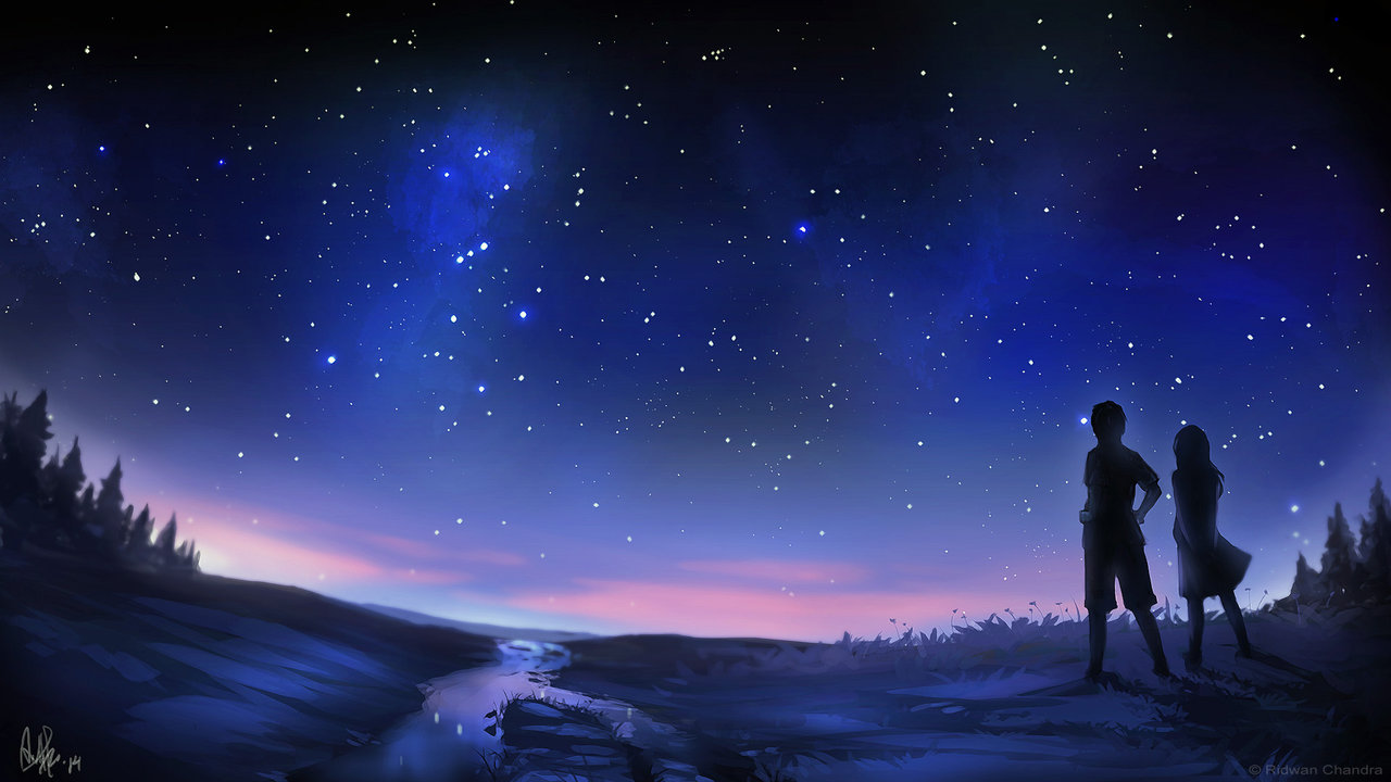 Фото Парень с девушкой смотрят на ночное небо, by MeganeRid on DeviantArt