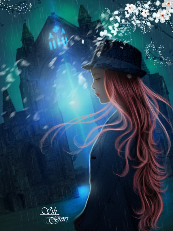 Фото Девушка, с длинными волосами. в шляпе, стоит на фоне замка, by GORI89