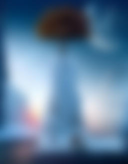 Фото Обнаженный юноша, прикованный металлической цепью к ледяному столбику, стоящему рядом с ледяной глыбой с растущим на ее верхушке деревом с красными листьями, находящейся в морской бухте с заснеженными горами на фоне восходящего солнца, парящих в воздухе морских чаек, появившейся на небе планетой, автор sasha-fantom