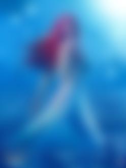 Фото Полуобнаженная девушка с красными волосами стоит в воде на фоне далекого города и летающих вокруг фантастическими медузами, GALAXY SAGA, David Gaillet