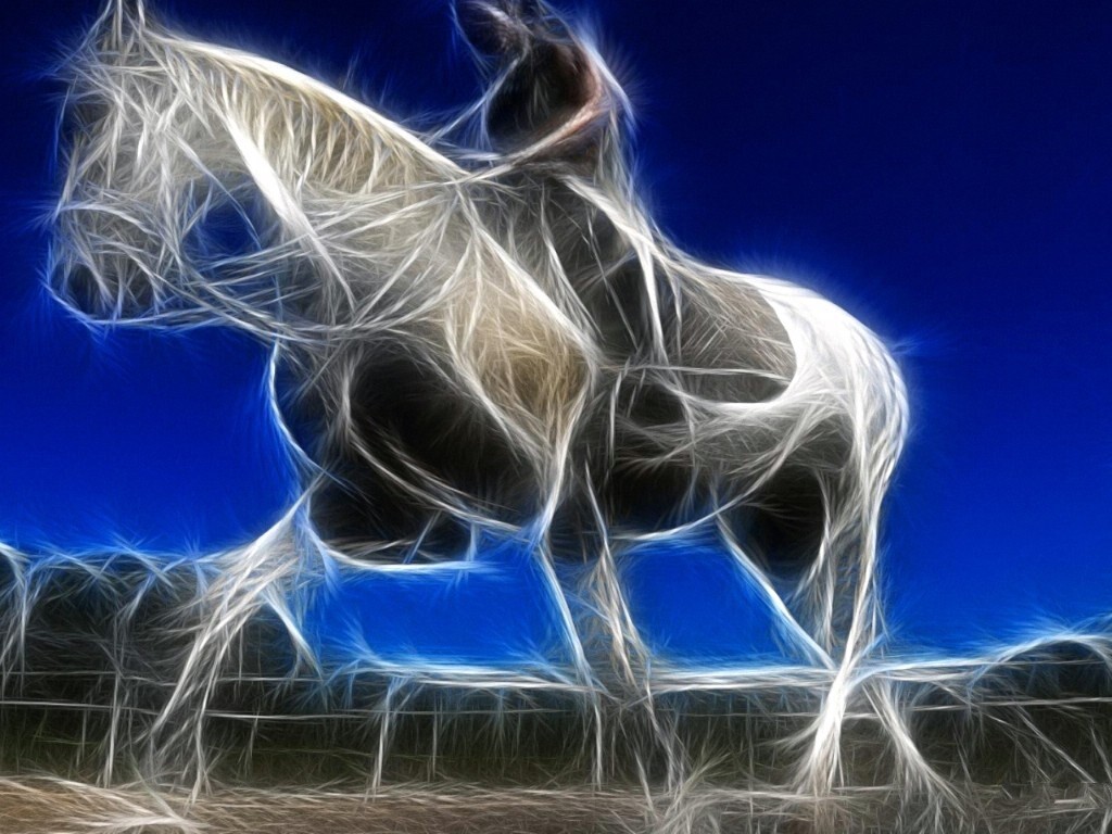 Фото Фрактальное изображение седока на лошади