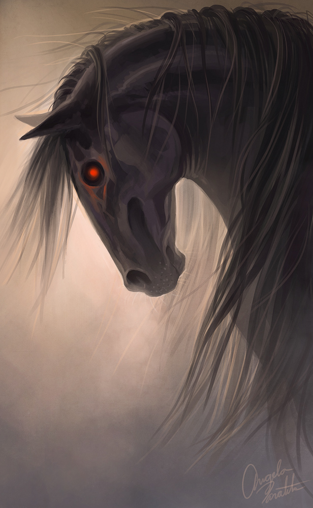 Фото Черный конь с красными глазами, автор Анджела Таратута