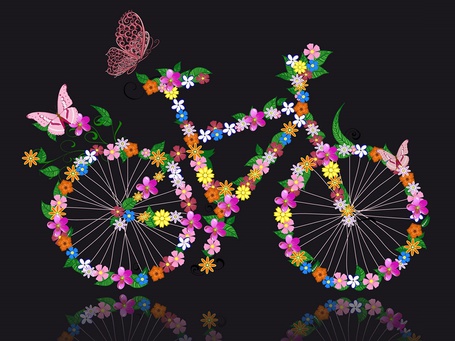 Картинка велосипед с цветами на прозрачном фоне