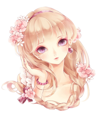 Anime girl with peach hair