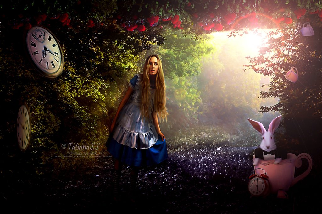 Фото Алиса и Белый Кролик из сказки Алиса в Стране чудес / Alice’s Adventures in Wonderland