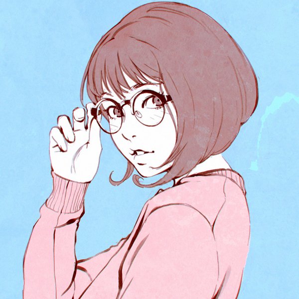Anime girl with glasses and short hair