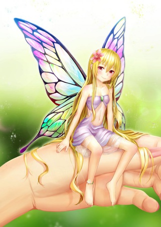 Anime girl with fairy wings