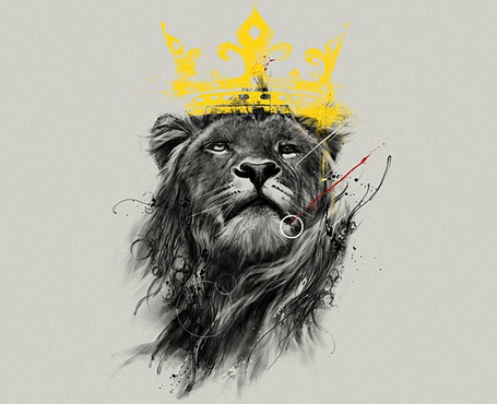 Картинка лев с короной на черном фоне