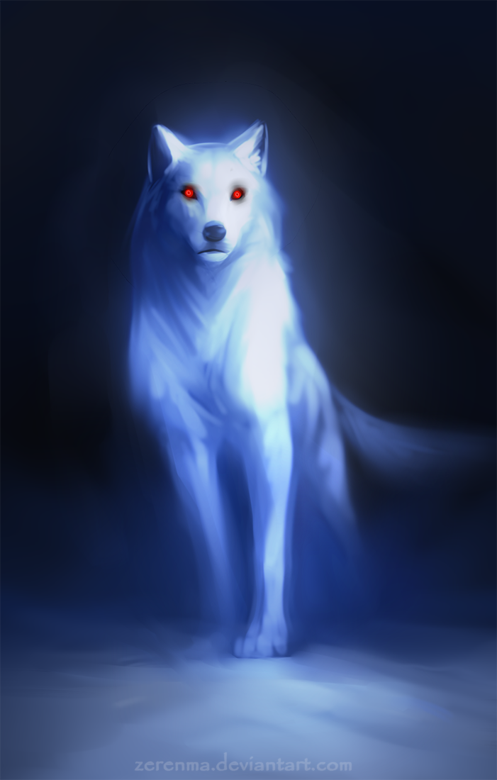 Фото Призрак белого волка с красными глазами, by Zerenma