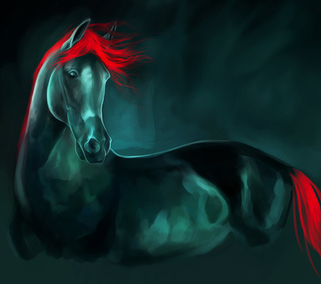 Рыже черная лошадь. Лошадь с красной гривой. Черный конь с красными глазами. Вороная лошадь с рыжей гривой. Черная лошадь с рыжей гривой.