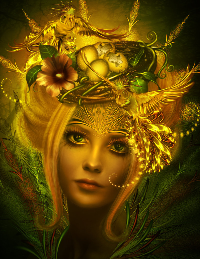Фото Helen of troy / Елена Троянская, девушка с цветами и гнездом на  голове, by donatelladrago