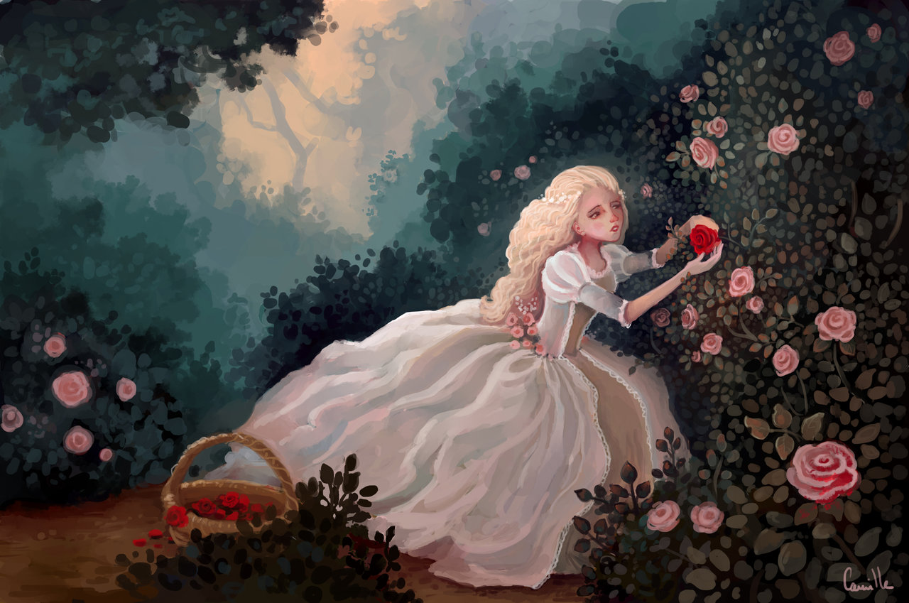 Иллюстрация девочка с розой