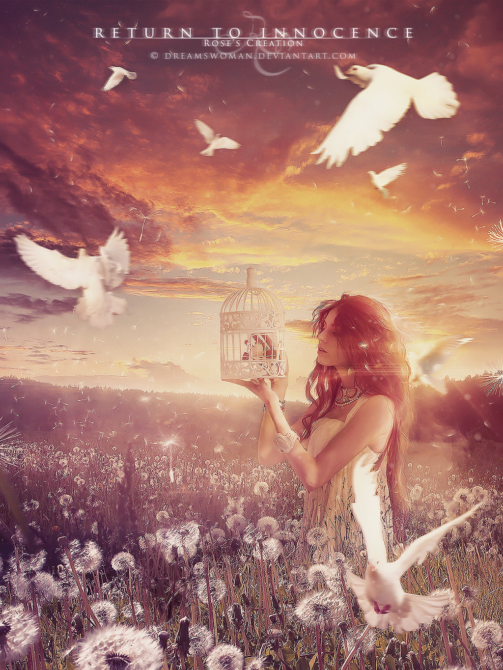 Фото Девушка с клеткой и белые голуби (Return to Innocence), by dreamswoman