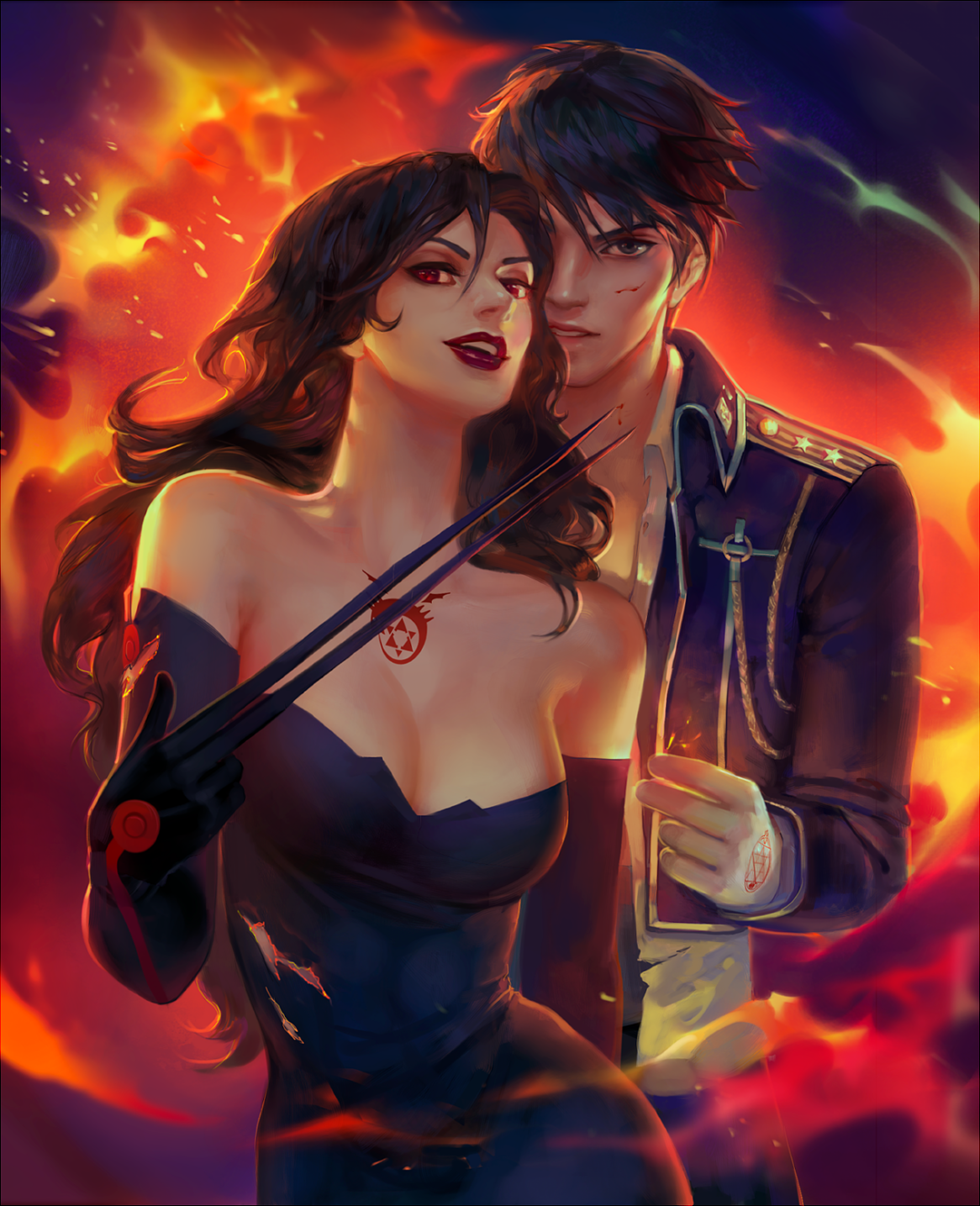 Фото Lust / Похоть и Roy Mustang / Рой Мустанг из аниме Стальной алхимик /  Fullmetal Alchemist, art by j-witless