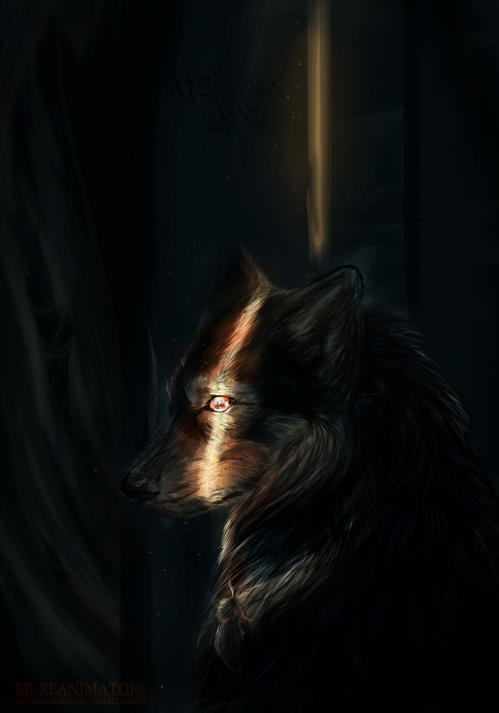 Фото Волк с освещенной полосой на морде, by waltwoor