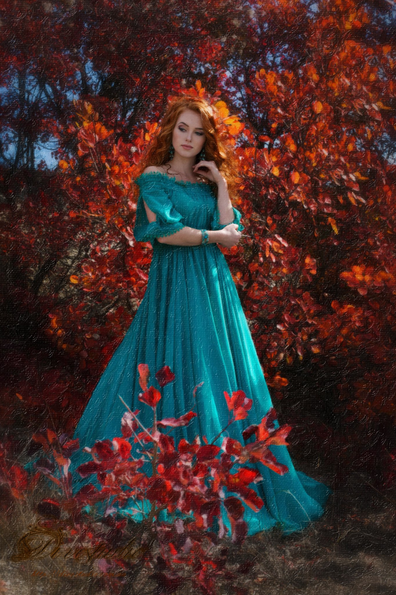 Осенняя фотосессия в пышном платье