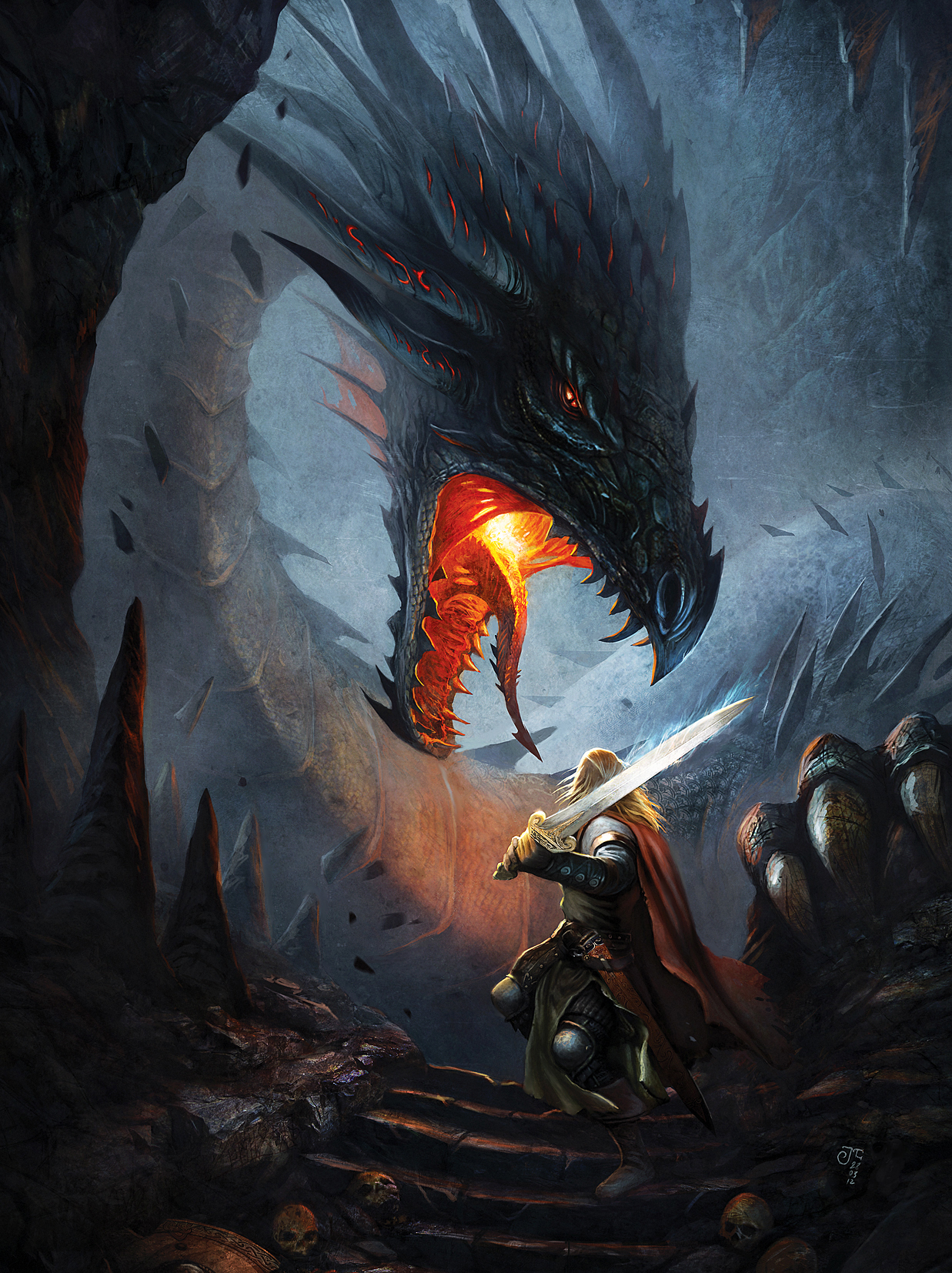 Фото Воин храбро сражается с драконом, art by JohnMcCambridge