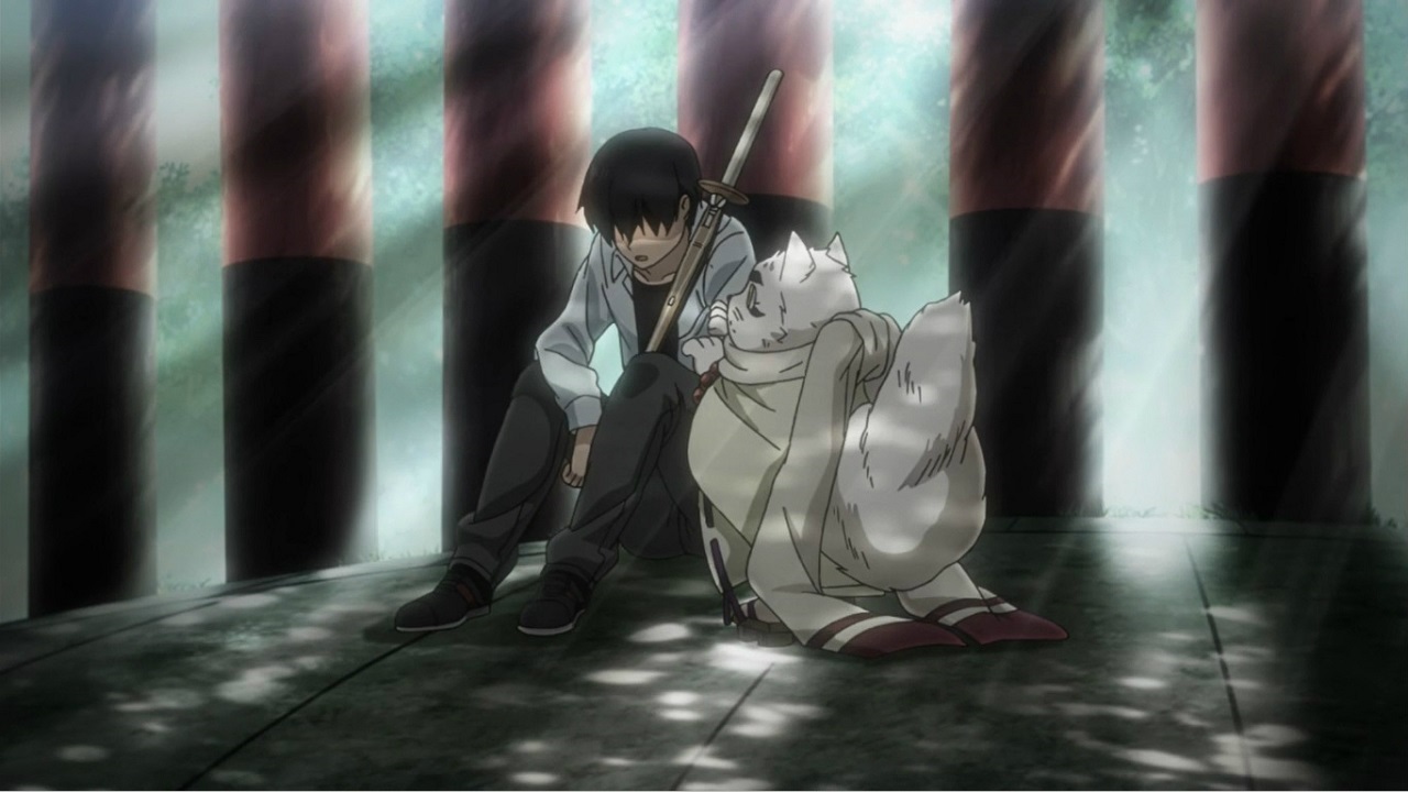 Фото Haru Лис дух-хранитель утешает Satoru Kamio, из аниме Серебряный лис / Gingitsune