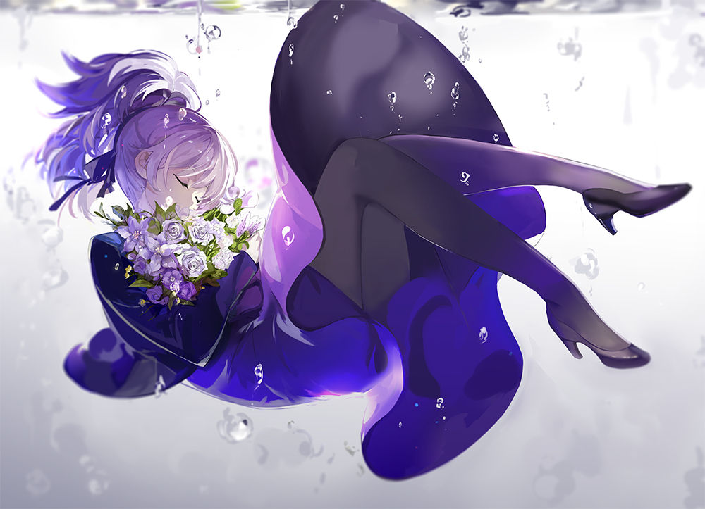 Anime girl dark purple hair