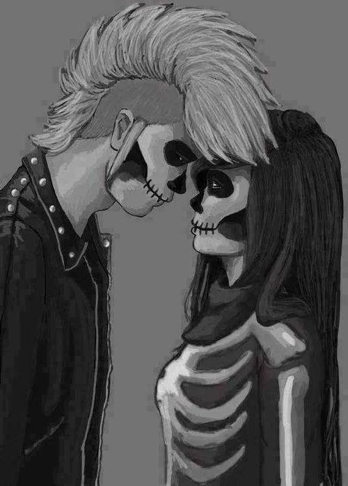 Фото Парень и девушка с макияжем скелета / Boy and girl with the makeup of the skeleton