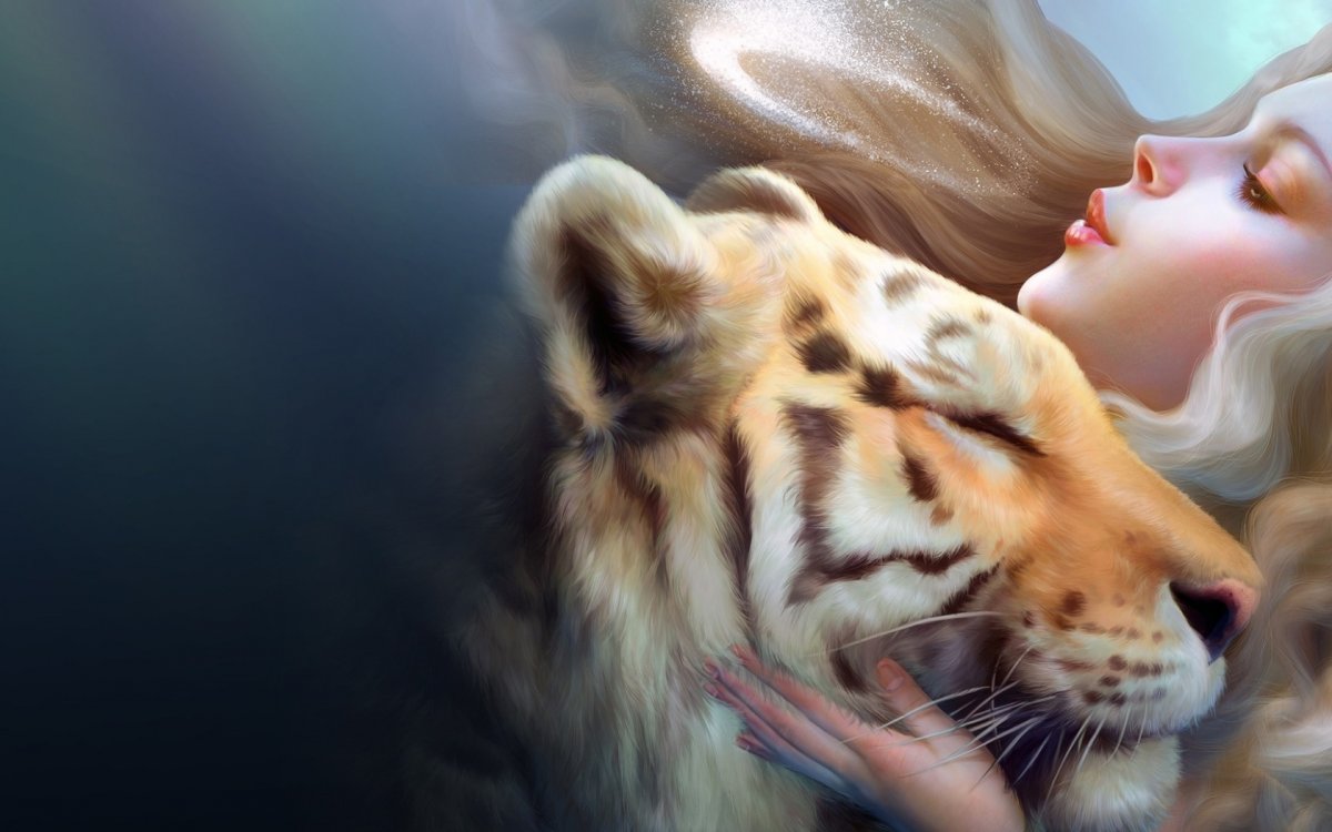 Фото Девушка-ветер с тигром