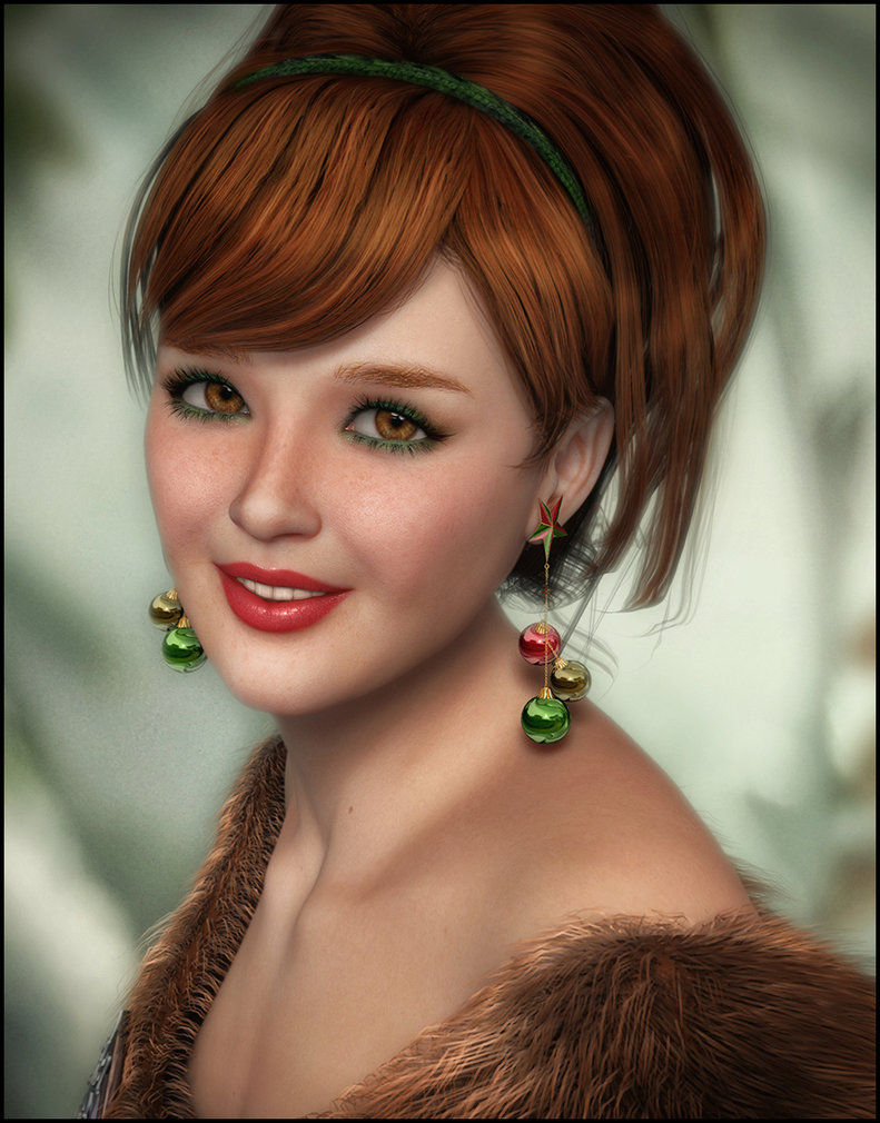 Фото Рыжеволосая девушка с красивой улыбкой на губах с украшениями, by redragon