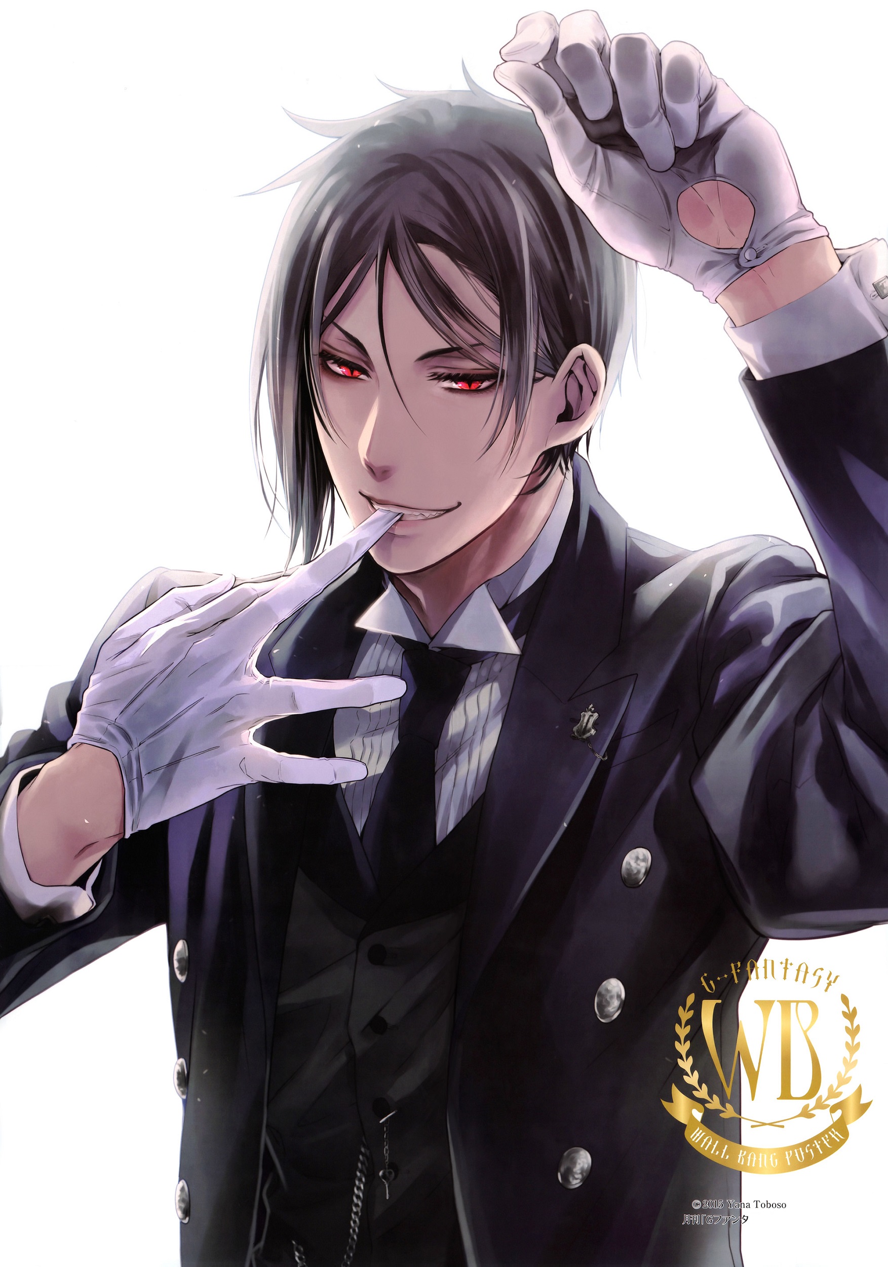 Фото Sebastian Michaelis / Себастьян Микаэлис снимает перчатку из аниме  Kuroshitsuji / Темный дворецкий / Black Butler, by Yana Toboso