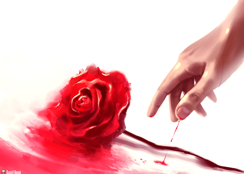 Фото С руки стекает кровь к красной розе, by danielbogni