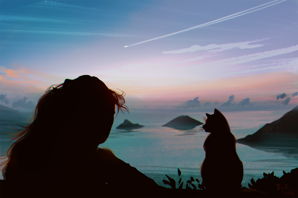 Фото Девушка с кошкой у моря, by AppleSin