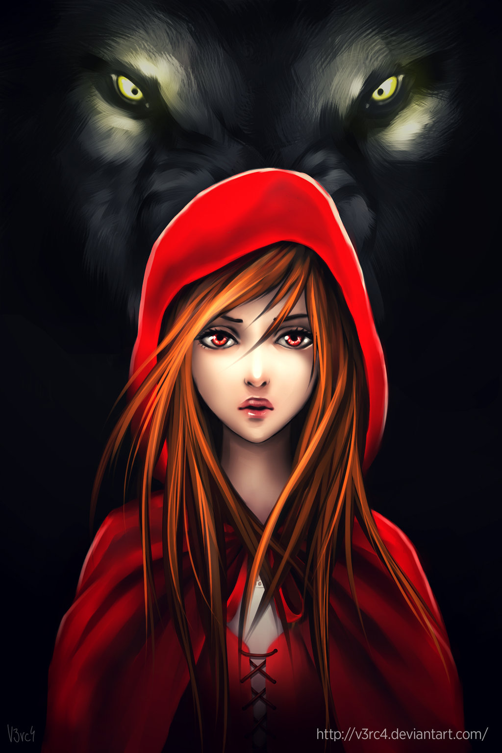 Фото Красная Шапочка / Red Riding Hood на фоне серого волка, by V3rc4