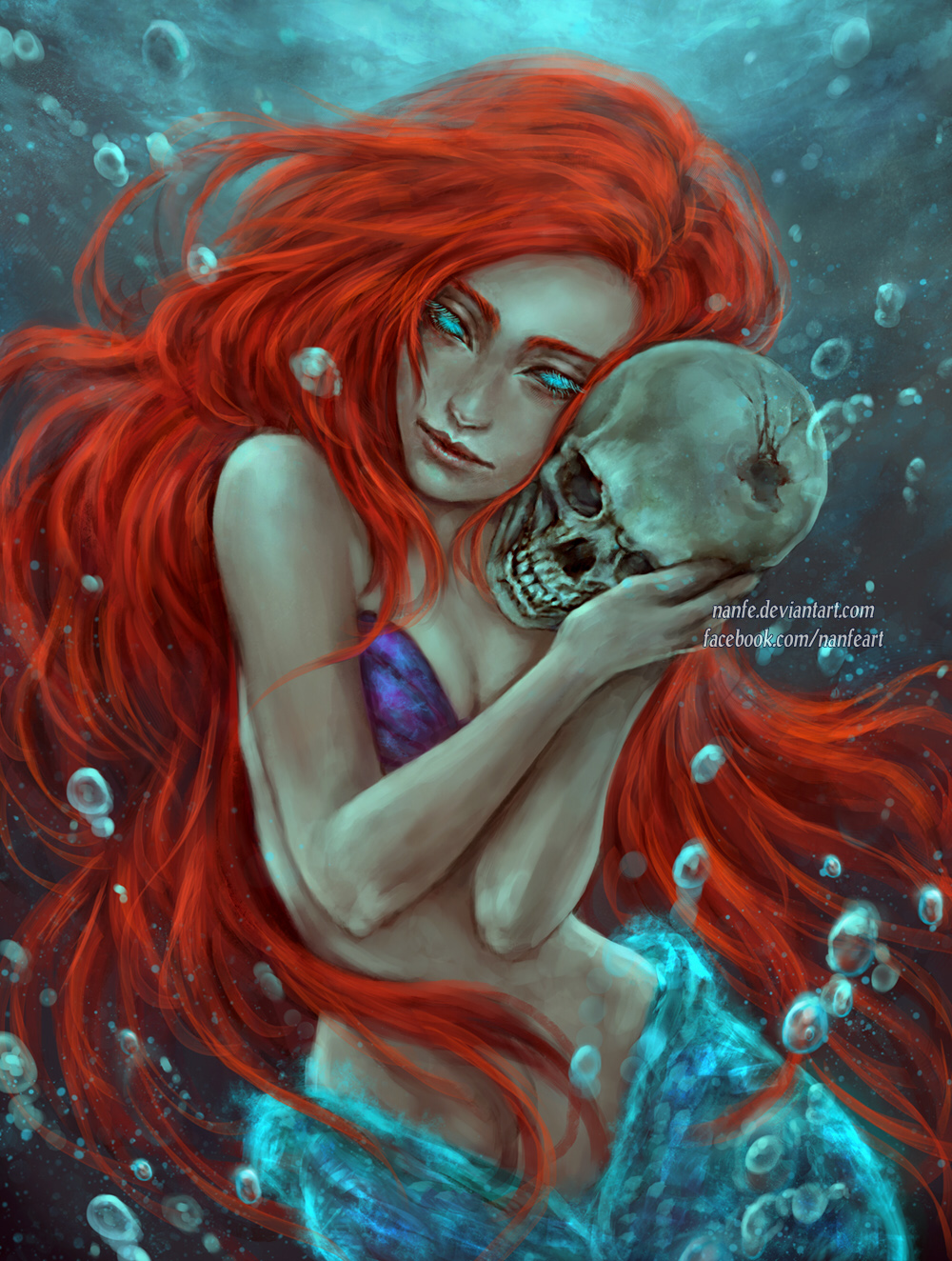 Фото Ariel / Ариэль нежно прижимает к себе череп своего принца, мультфильм The Little Mermaid / Русалочка, by NanFe