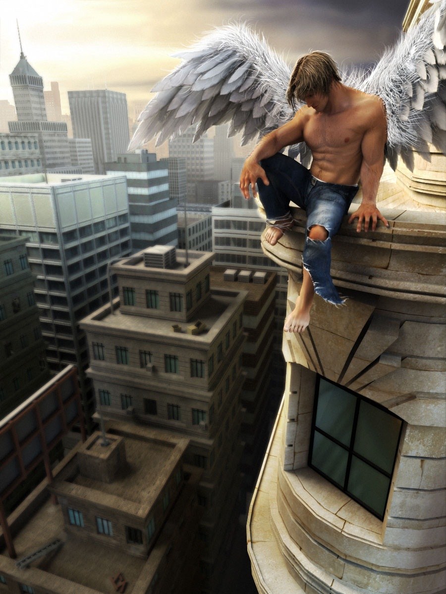 Ангел парень на крыше