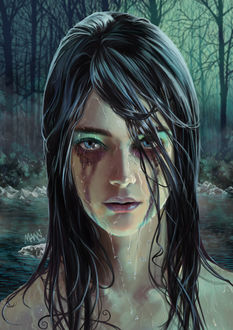 Фото Темноволосая девушка на фоне природы, by Lawrence Mann