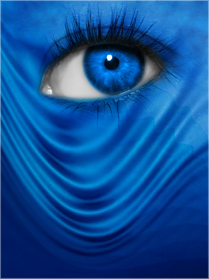 Фото девушки на синем фоне глаз