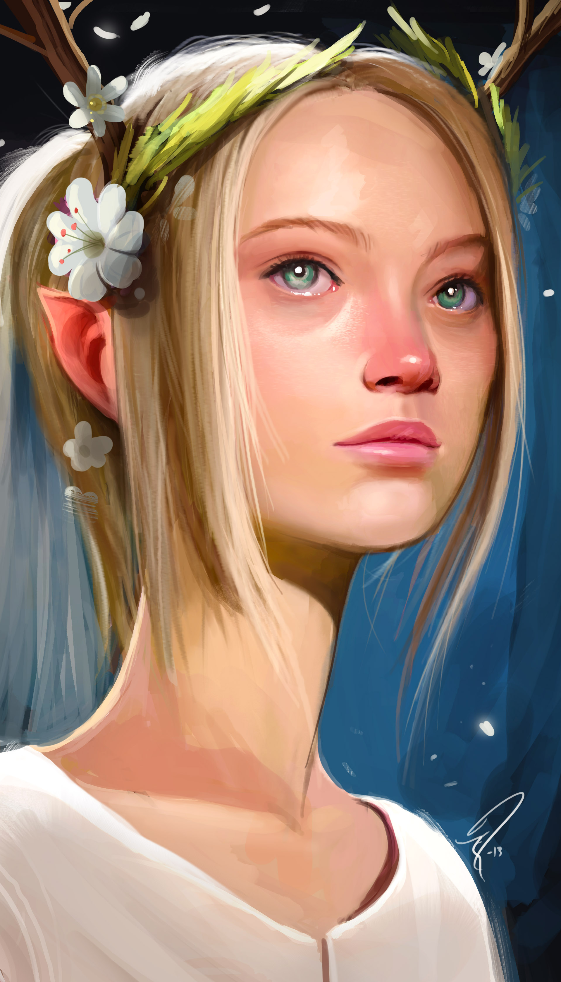 Фото Белокурая девушка-эльф, из головы которой растут ветки с цветами, on  DeviantArt