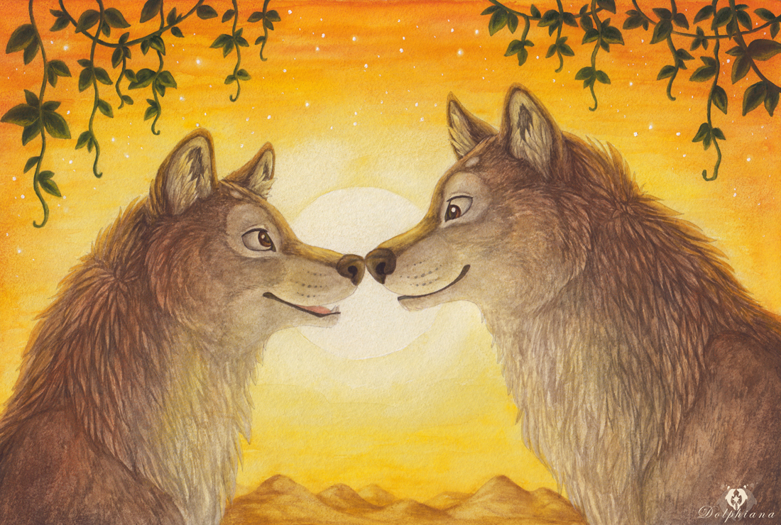 Фото Влюбленные волки на фоне яркого солнца, by Dolphy Dolphiana