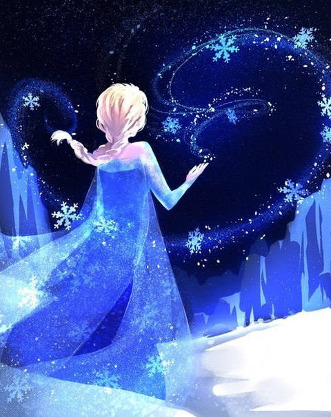 Фото Принцесса Эльза / Elza наколдовала снежинки, арт на мультфильм Холодное сердце / Frozen