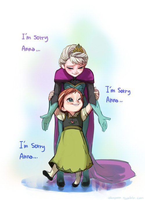 Фото Эльза / Elza и ее маленькая сестра Анна / Anna, арт на мультфильм Холодное сердце / Frozen (Im sorry Anna.)