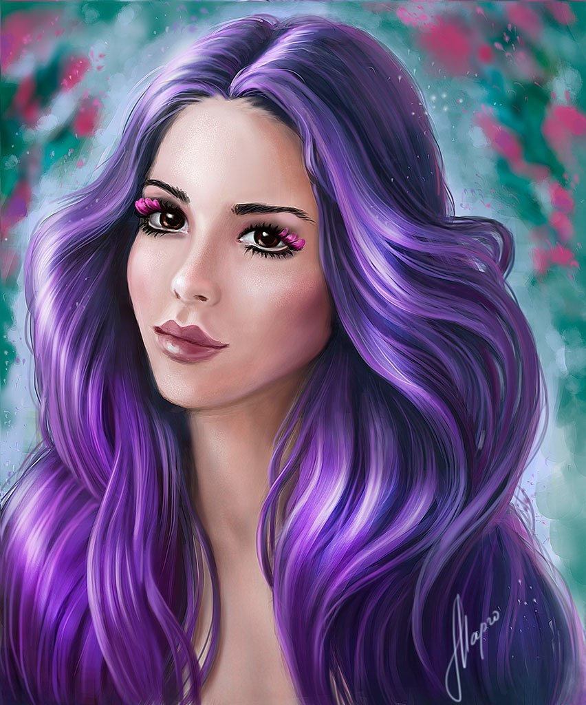 Мультяшные девочки с фиолетовыми волосами