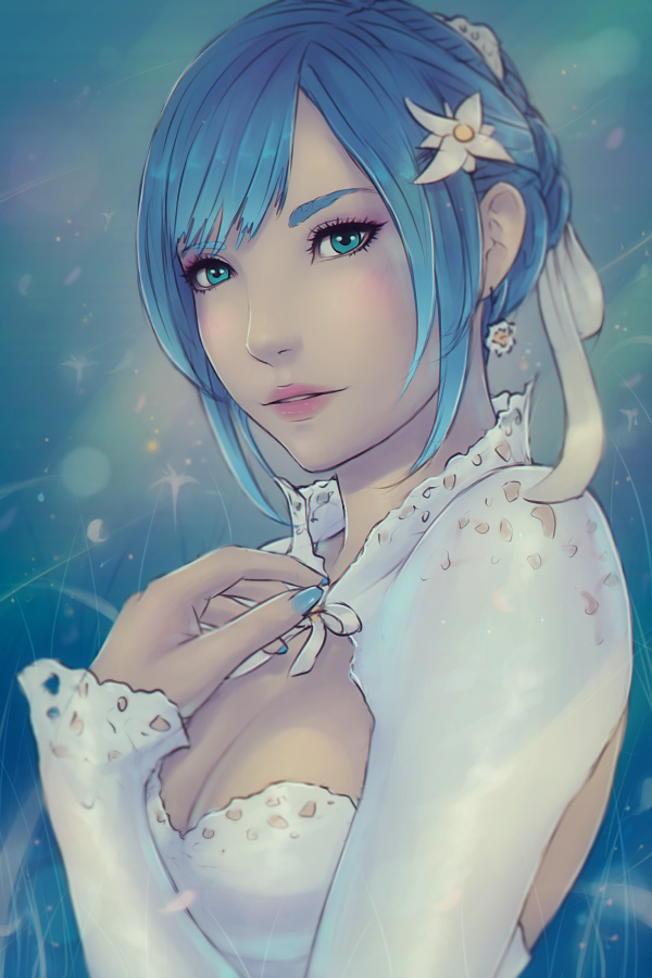 Anime woman with blue hair