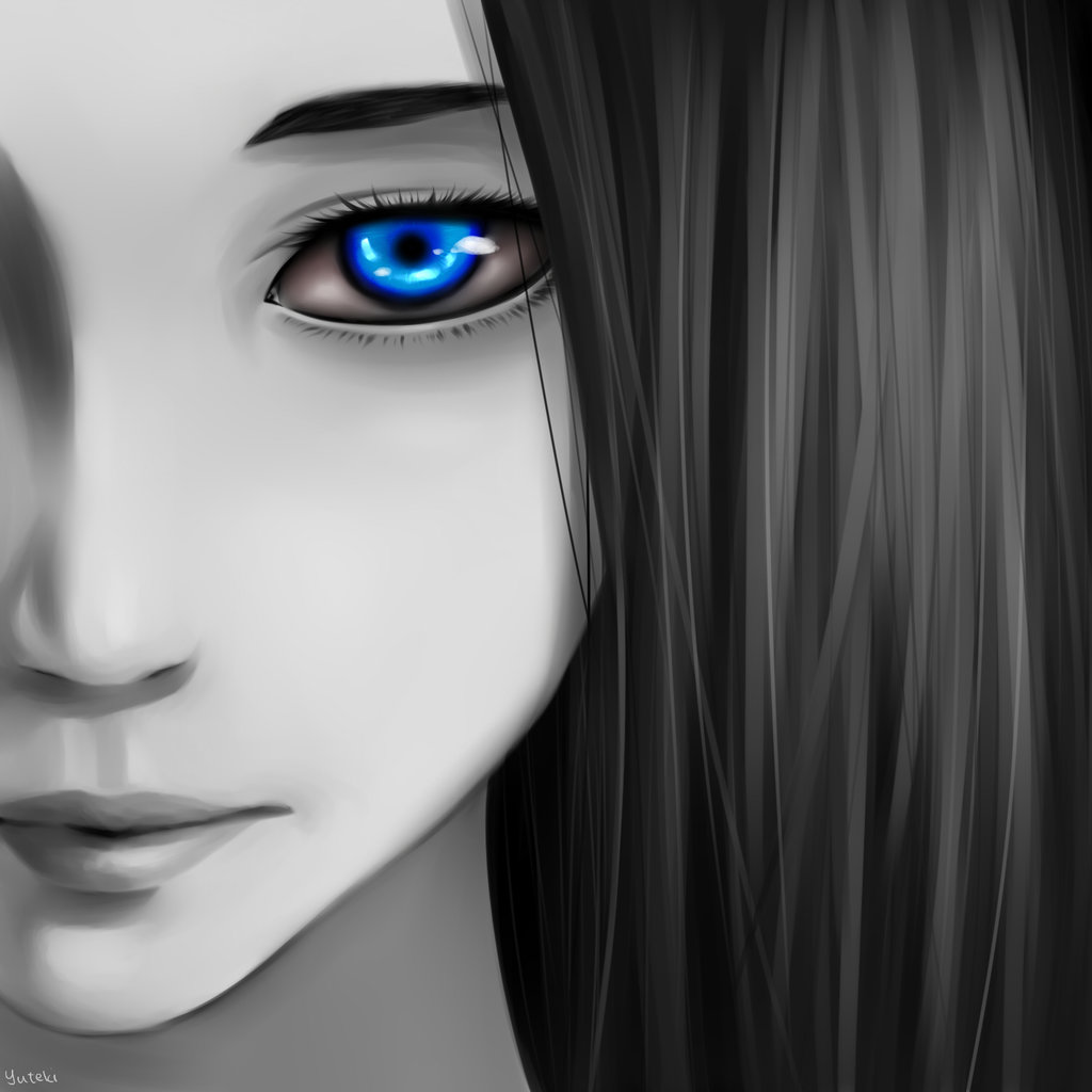 Фото Темноволосая девушка с голубыми глазами, by Yuteki