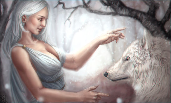 Фото Девушка и белый волк, by Cahlline