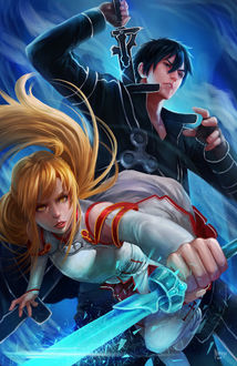 Фото Asuna Yuuki / Асуна Юки и Kirito / Кирито из аниме Sword Art Online / Мастера меча онлайн, by Nopeys