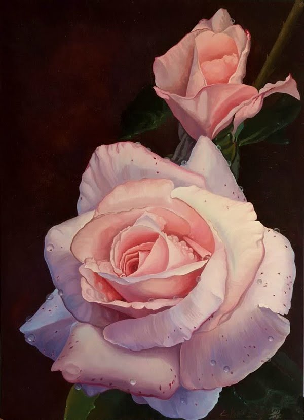 Фото Розовая роза с каплями воды, художник Карпикиоти Ирина