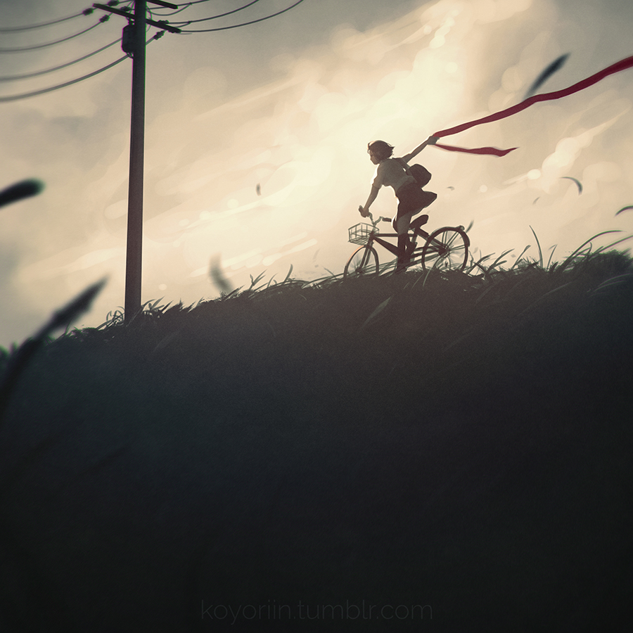 Фото Девушка едит на велосипеде, by Koyorin