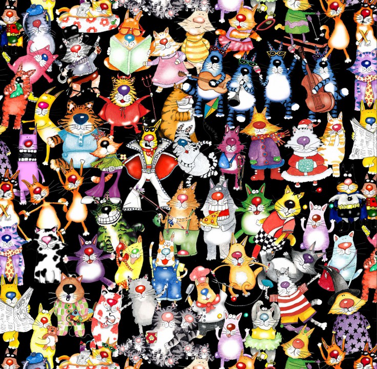 Фото Великое множество веселых нарисованных котов в разных костюмах