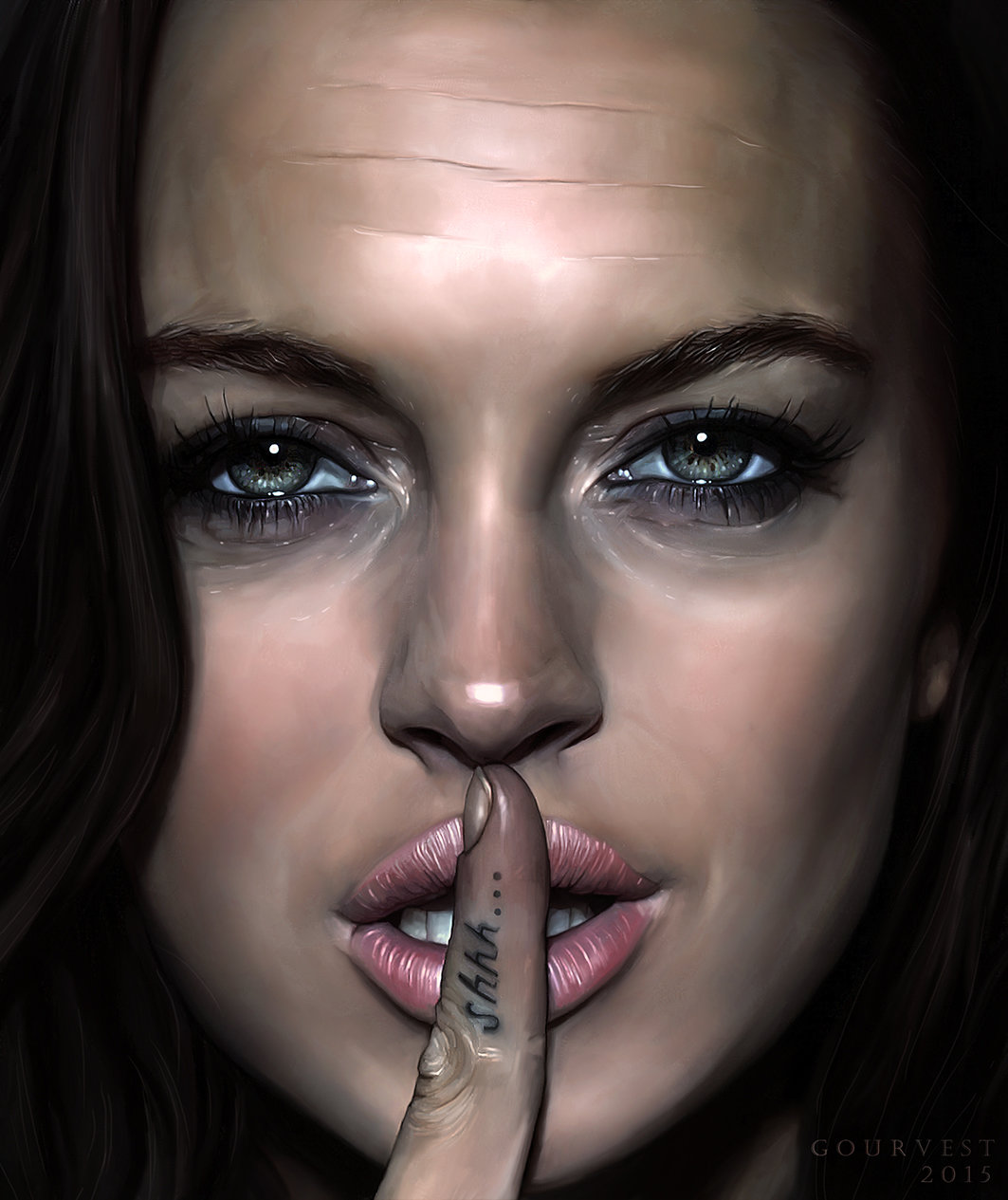 Фото Lindsay / Линдсей держит палец у рта, (shhhh / тихо), by christine ...